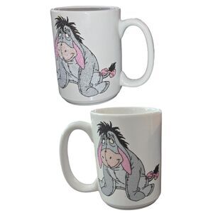Disney Eeyore Coffee Mug Winnie the Pooh White Glitter Character Cup Vintage